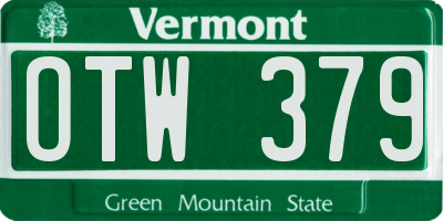 VT license plate OTW379