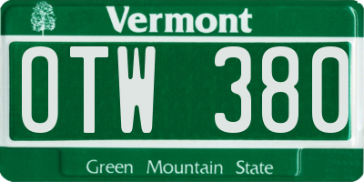 VT license plate OTW380