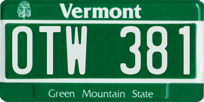 VT license plate OTW381