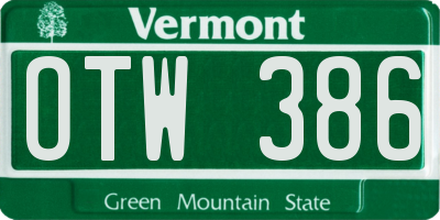 VT license plate OTW386