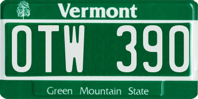 VT license plate OTW390