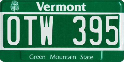 VT license plate OTW395