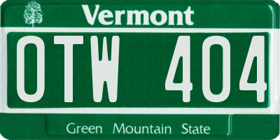 VT license plate OTW404