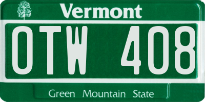 VT license plate OTW408