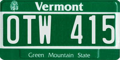 VT license plate OTW415