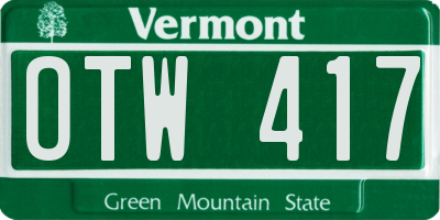 VT license plate OTW417