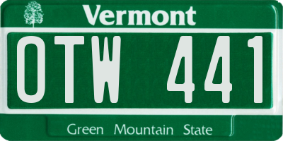 VT license plate OTW441