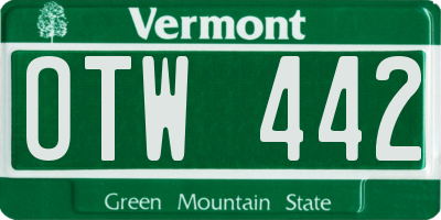 VT license plate OTW442
