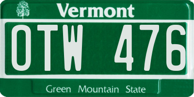 VT license plate OTW476
