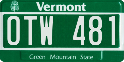 VT license plate OTW481