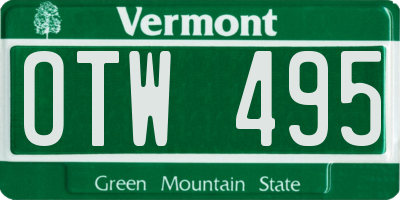 VT license plate OTW495