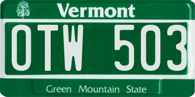 VT license plate OTW503