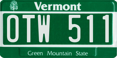 VT license plate OTW511