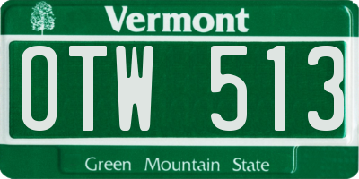VT license plate OTW513