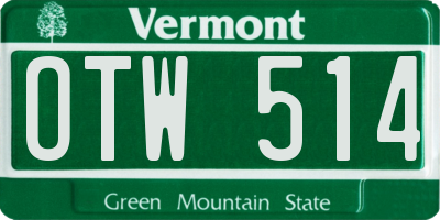 VT license plate OTW514