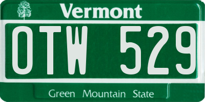 VT license plate OTW529