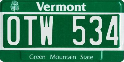 VT license plate OTW534