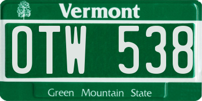 VT license plate OTW538