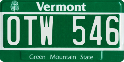 VT license plate OTW546