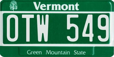 VT license plate OTW549