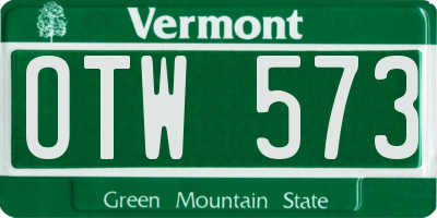 VT license plate OTW573