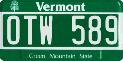 VT license plate OTW589