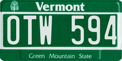 VT license plate OTW594