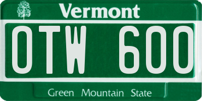 VT license plate OTW600