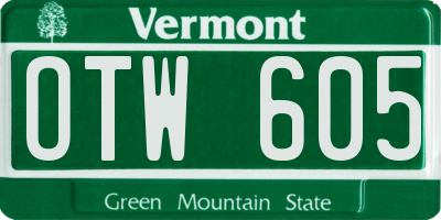 VT license plate OTW605