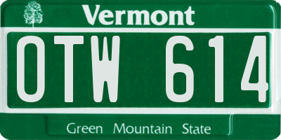 VT license plate OTW614