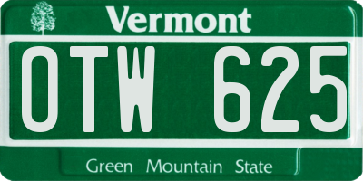 VT license plate OTW625
