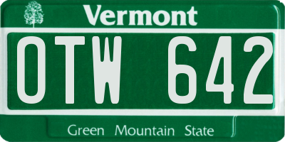 VT license plate OTW642