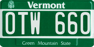 VT license plate OTW660