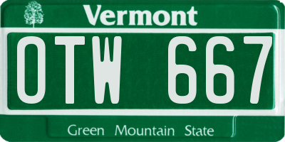 VT license plate OTW667