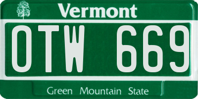 VT license plate OTW669