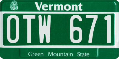 VT license plate OTW671