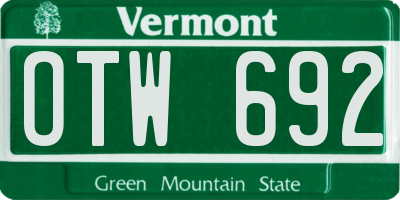 VT license plate OTW692