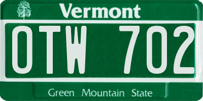 VT license plate OTW702