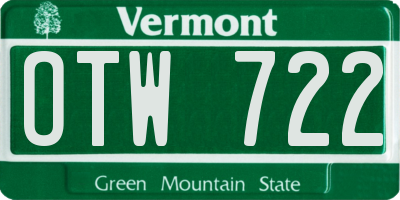 VT license plate OTW722