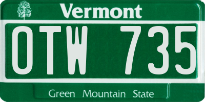 VT license plate OTW735