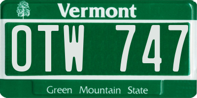 VT license plate OTW747