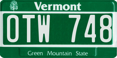 VT license plate OTW748