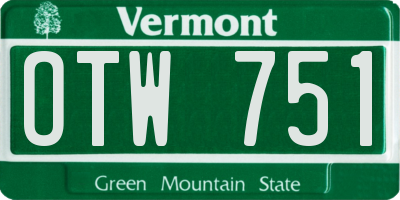 VT license plate OTW751