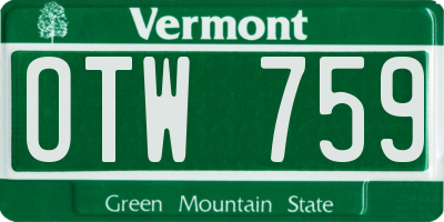 VT license plate OTW759