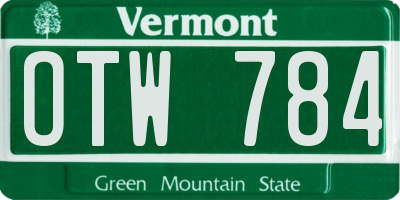 VT license plate OTW784