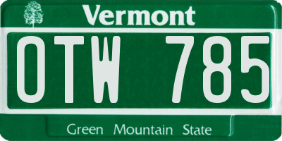 VT license plate OTW785