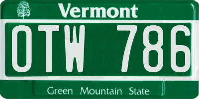 VT license plate OTW786