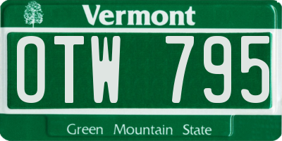 VT license plate OTW795