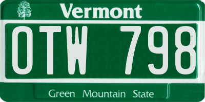 VT license plate OTW798
