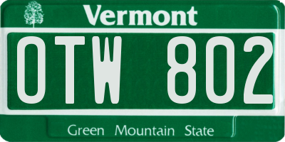 VT license plate OTW802